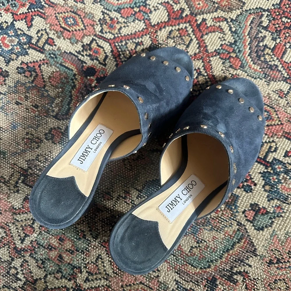 Jimmy Choo Myla Mule in Navy Suede - Picture 3 of 7
